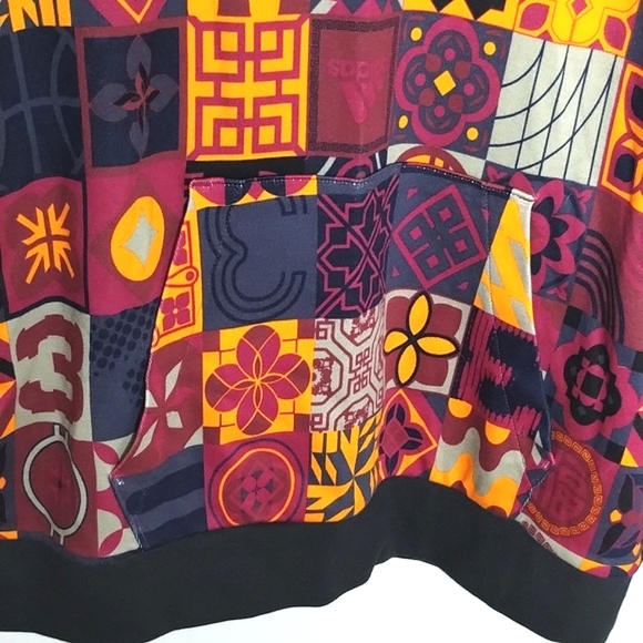 NWT Adidas Hoodie Colorful Graphic AOP Medium patchwork allover print. - Picture 2 of 9